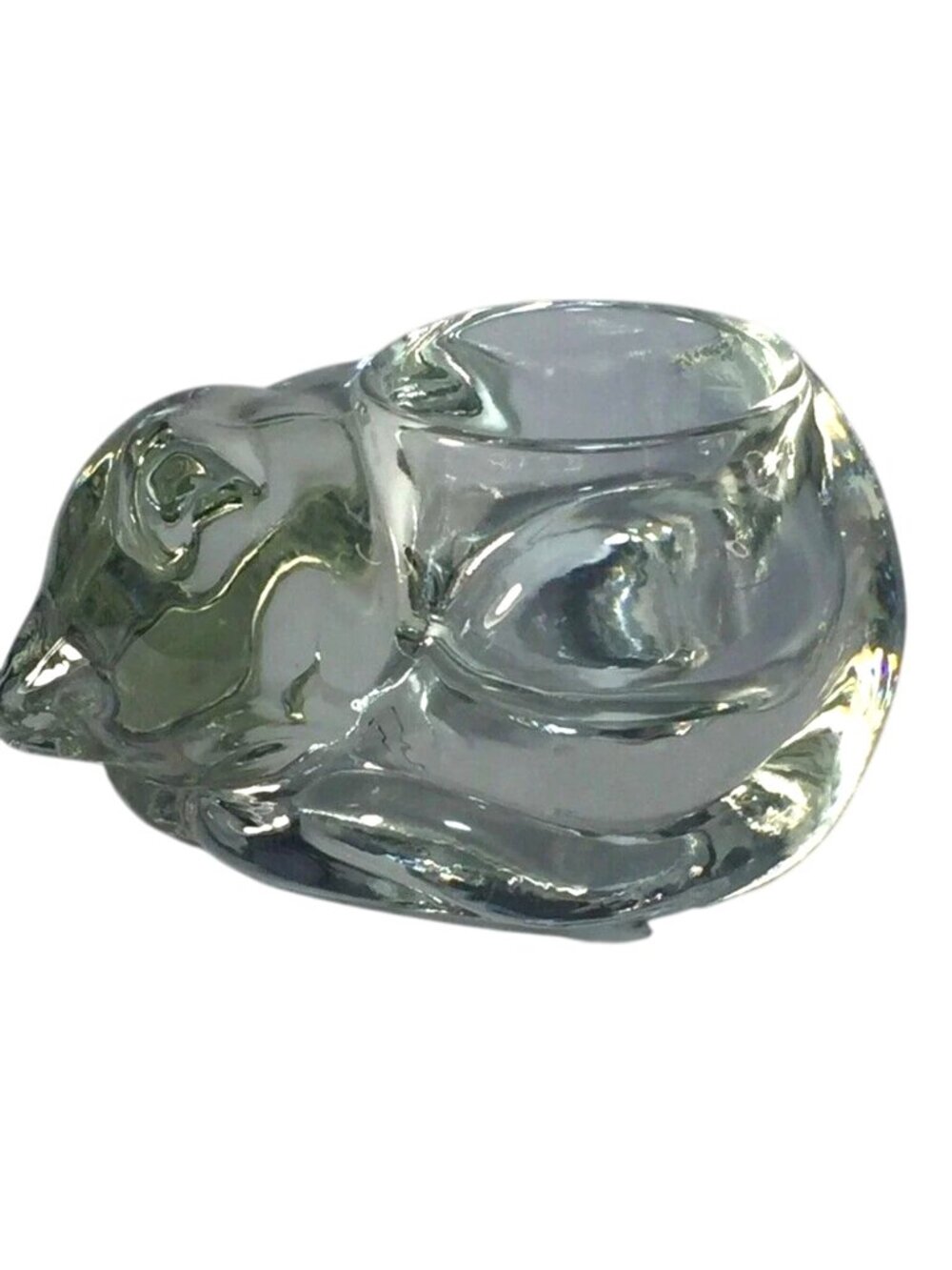 Cat Glass Avon Candle Votive Tea Light Holder Vintage